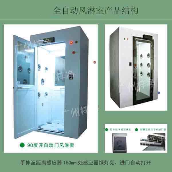 全自動風淋室又叫全自動感應吹淋器、全自動感應風淋門、空氣吹淋室